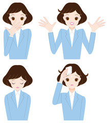 若い女性の表情とポーズ