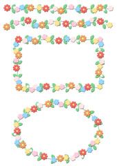 飾り枠＆飾り罫　花柄フェルト