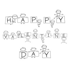 hand drawing cartoon happy words illustration