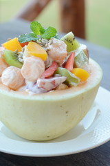 Fruit Salad in Cantaloupe  Bowl