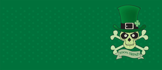 100% Irish.Green lucky Irish skull vector illustration