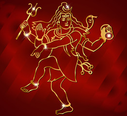 Fototapeta na wymiar Hindu deity lord Shiva on a satin red background vector eps-10