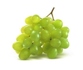 Tiny green grapes bunch isolated on white background