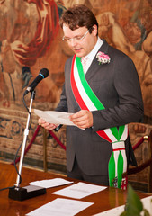 An italian mayor during a wedding celebration