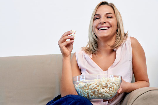 Woman Eating Popcorn