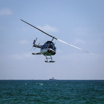 Helicopter over the sea