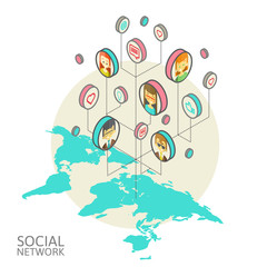 Conceptual image with social networks. Flat isometry