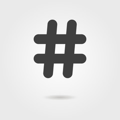Obraz premium black hashtag icon with shadow