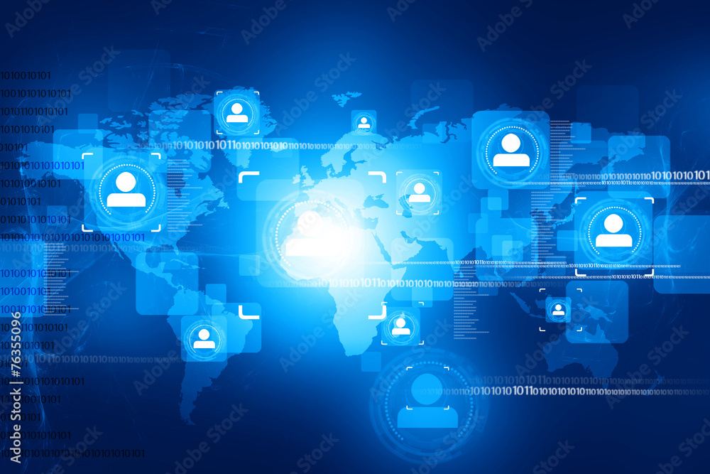 Poster abstract global people connection on tech background .