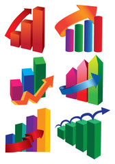 Business Growth Bar Charts with Arrows