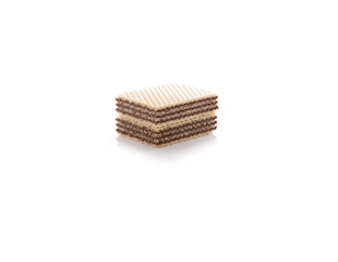 wafers with dark chocolate on white background