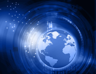 Earth with digital fiber, global internet concept .