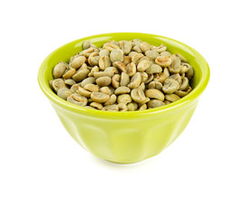 green coffee beans in bowl