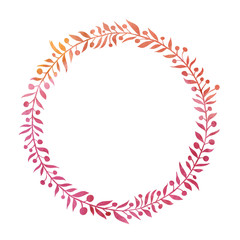 Vector wreath of  twigs. Wattercolor.