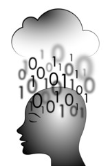 black head with data cloud above