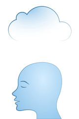 blue head with data cloud #2