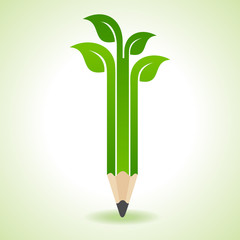 Ecology concept - Pencil with Leaf stock vector