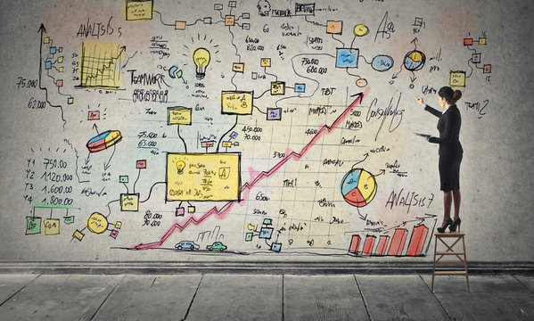 Businesswoman drawing a chart