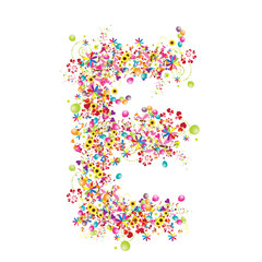 Floral letter E for your design.