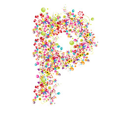 Floral letter P for your design.