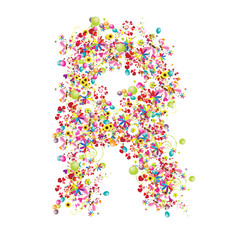 Floral letter R for your design.