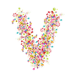 Floral letter V for your design.