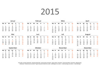 Kalender 2015 Jahresplaner Jahreskalender Taschenkalender