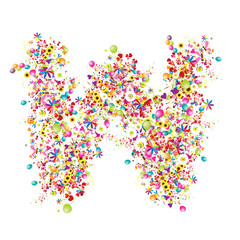 Floral letter W for your design.