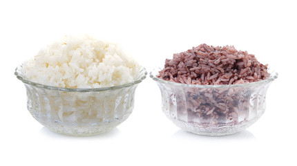 cooked riceberry isolate one white