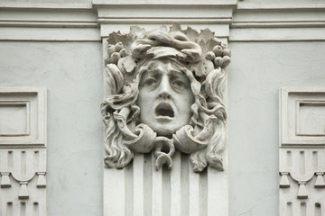 Fototapeta na wymiar Medusa Gorgon. Mascaron on the Art Nouveau building