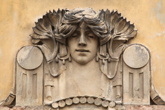 Mascaron on the Art Nouveau building in Prague.