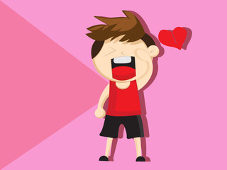 heartbroken cartoon boy in valentines day