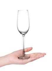 Female hands holding empty glass