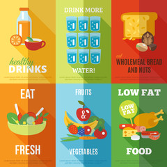 Healthy eating poster set