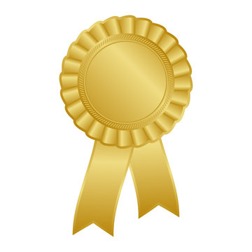 Gold Blank Award Rosette With Ribbon