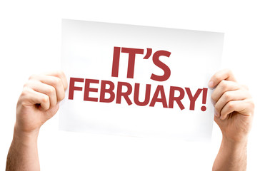 It's February card isolated on white background