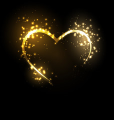 Sparkling heart on black background