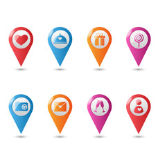 Love location pin mapping marks icons for saint valentine`s day