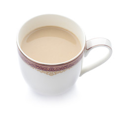 Cup of milk coffee isolated on white background