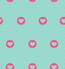 Seamless pattern with heart on light blue background