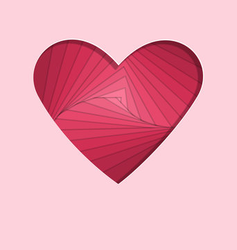 hand-made paper folding heart isolated on pink background