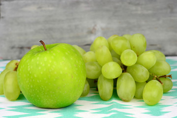 fresh fruit, in green colors