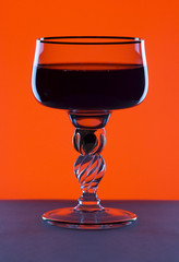 Glass on the red background