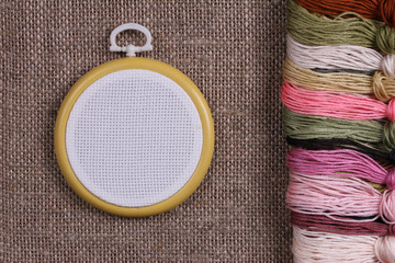 Tambour for cross stitch on sacking