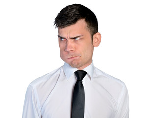 Business man doubtful face