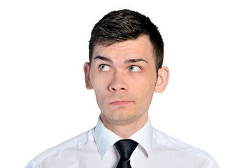 Business man curious face