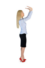 Business woman lifting something