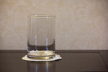 empty glass on wooden table