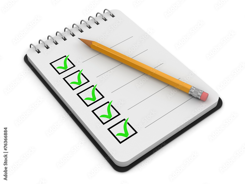 Poster notepad checklist (clipping path included)