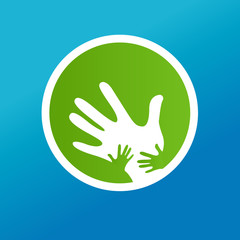 children and father hands together